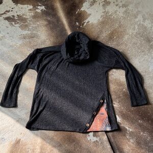 Lovely Melody Charcoal Knit Cowl Neck Sweater